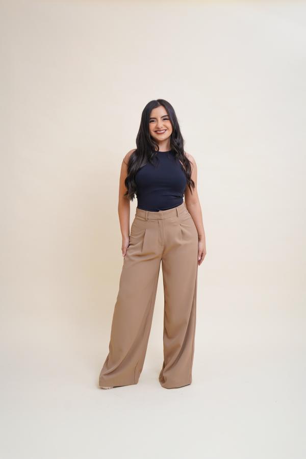 Pantalon Ancho Café Claro - Corporate Girl 2.0