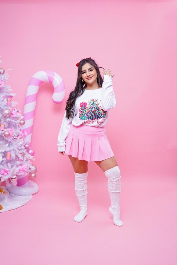 Sudadera Blanca Navideña, 3 árboles navidad - Christmas Time 2025