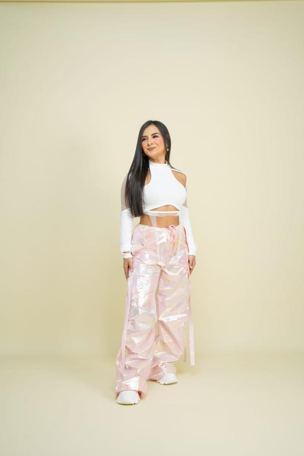 Pantalon Metalico Rosado, con bolsas - Festival Season 2025