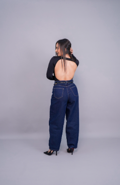Jeans Azul, Ballon Fit , High Waiste - Daily Basics