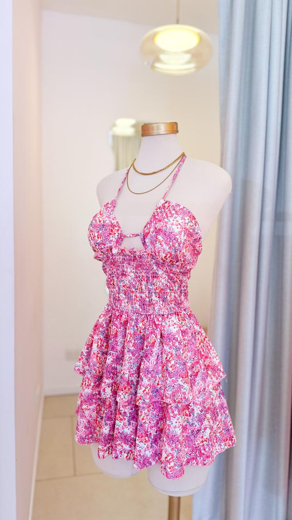 Vestido Rosado, floral strapless - Basics by Maoosuri