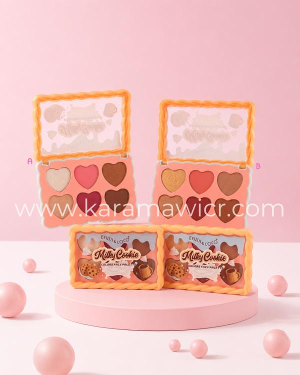 Paleta para fondo de maquillaje - Rubor, contorno e iluminador - Milky Cookie B - Kevin & Coco