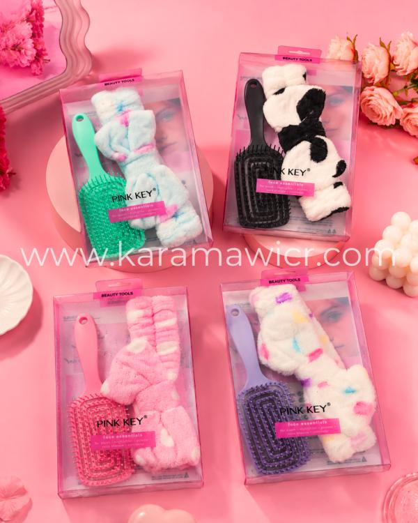 Set de banda para el cabello y cepillo - Pink Key