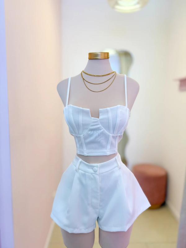 Short Blanco, pierna ancha - Love blues