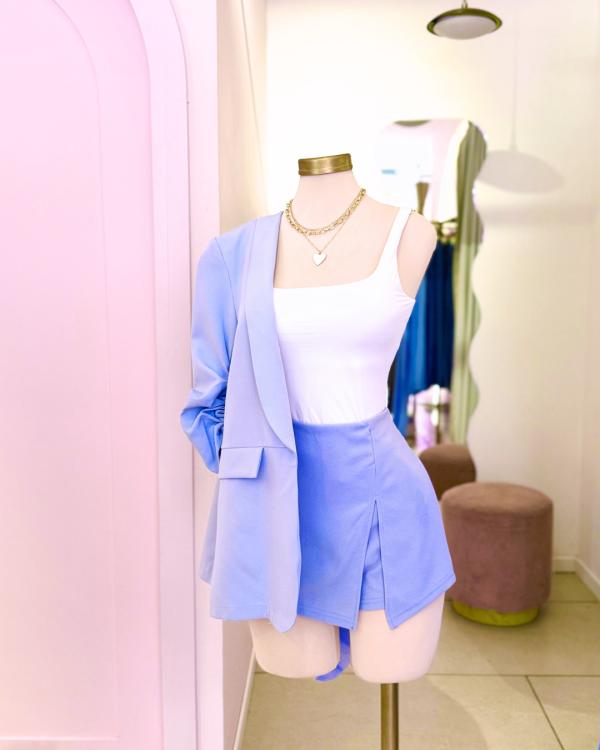 Blazer Celeste, manga corrugada - Girly Basics