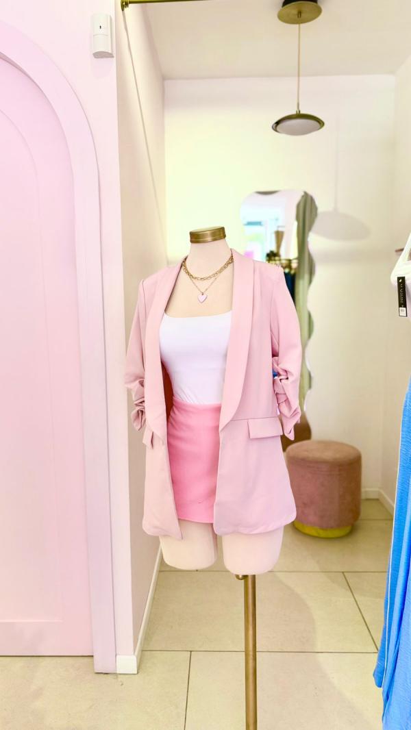 Blazer Rosado, manga corrugada - Girly Basics