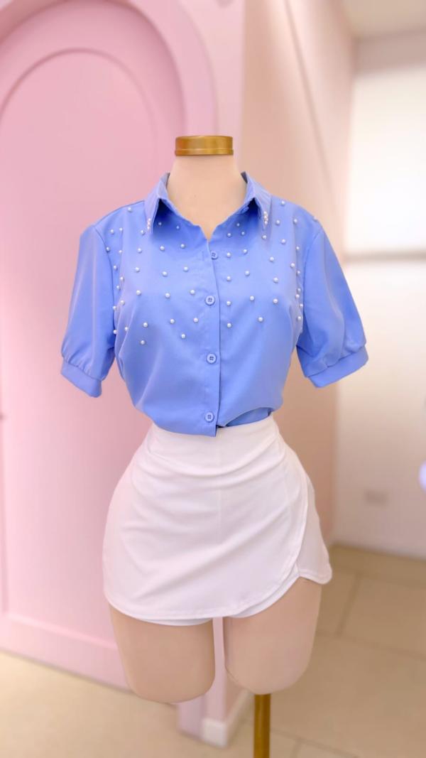 Blusa Celeste, con perlas - Girly Basics