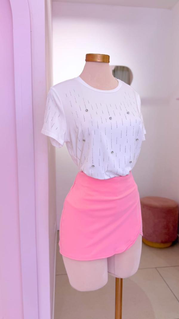 Camiseta Blanca, adornos brillantes - Girly Basics